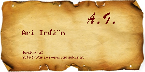 Ari Irén névjegykártya
